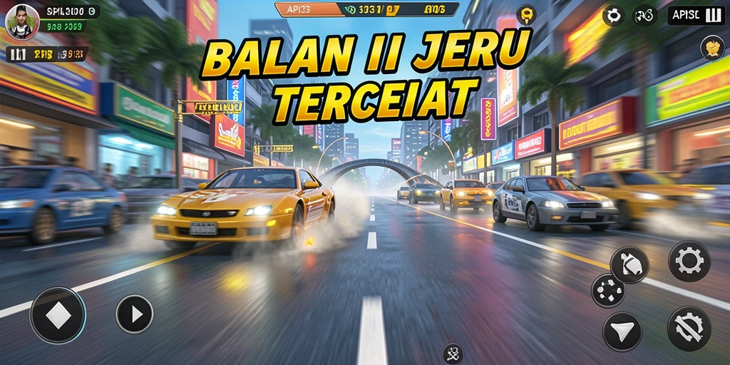 Tampilan aksi balapan seru di API33 dengan grafis menawan.
