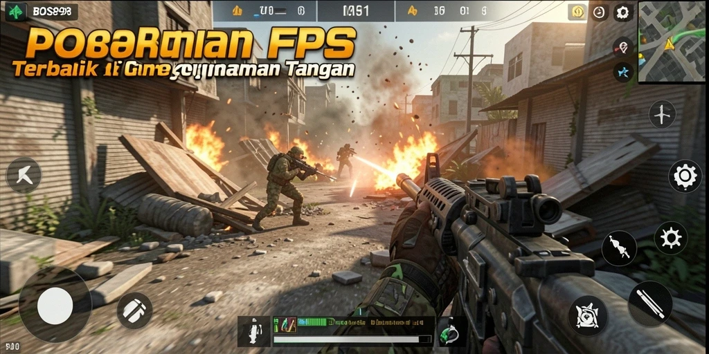 Tampilan gameplay intens dalam pertempuran FPS yang mendebarkan.