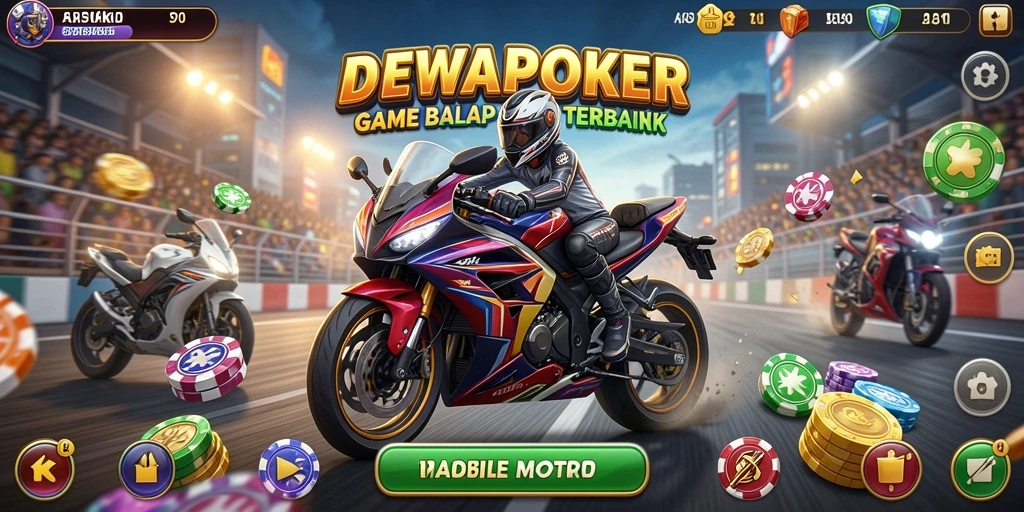Tampilan menarik gameplay balap motor yang intens.