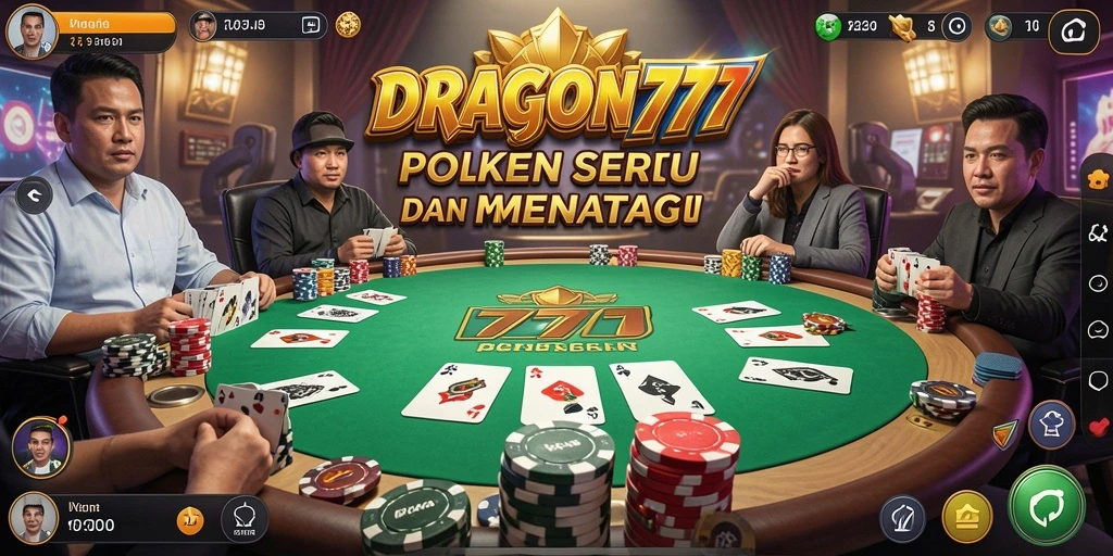Tampilan gameplay seru dalam DRAGON777 saat bermain Poker.
