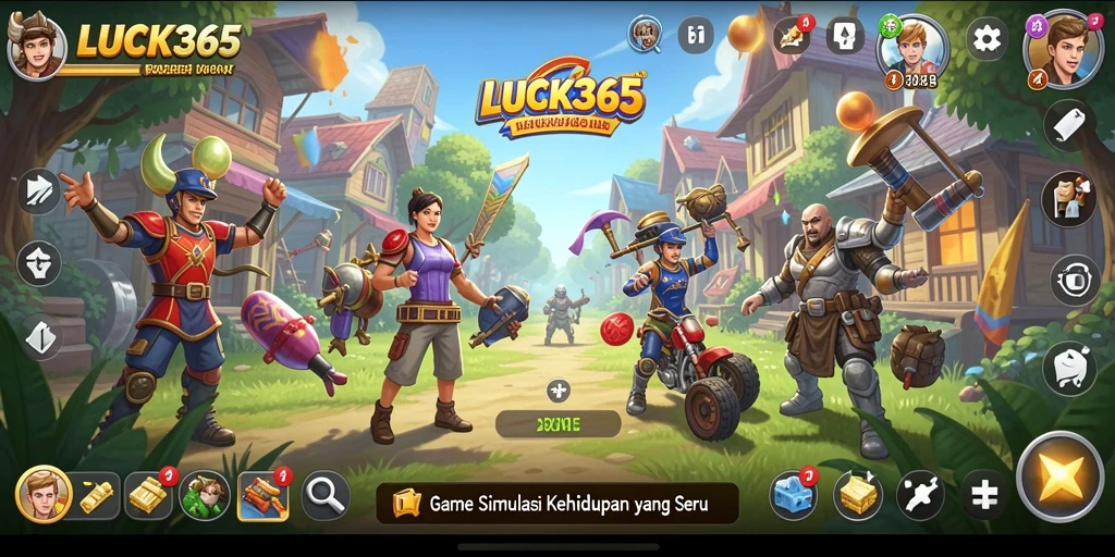 Tampilan gameplay mengasyikkan LUCK365 dengan interaksi karakter.