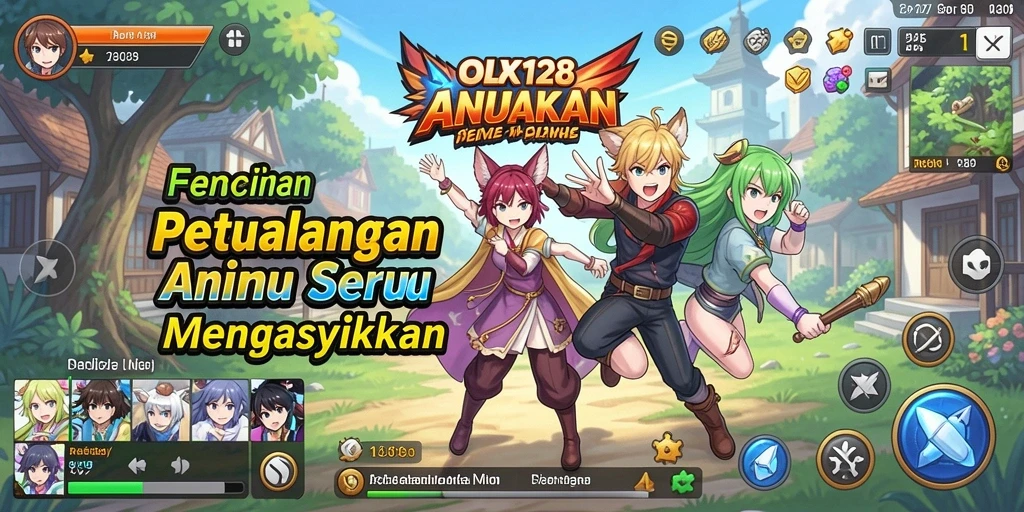 Tampilan gameplay OLX128 dengan karakter anime beraksi.