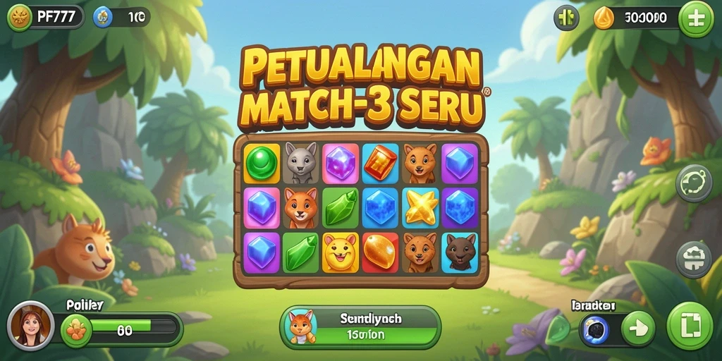 Gameplay PF777 yang penuh warna dan seru dalam genre Match-3.