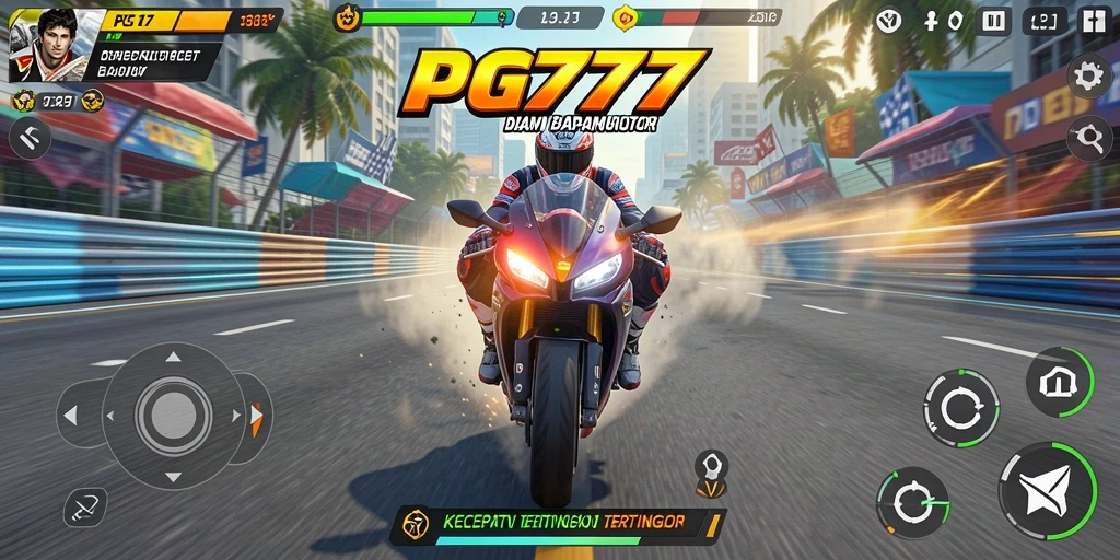 Tampilan balapan motor yang seru dan mendebarkan dalam PG777.