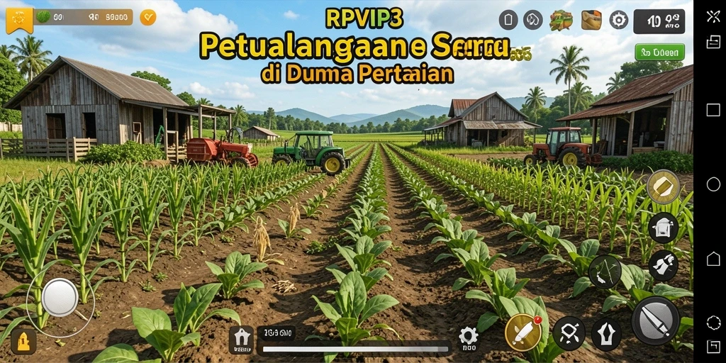 Tampilan gameplay RPVIP3 yang menarik dan penuh warna dalam berkebun.