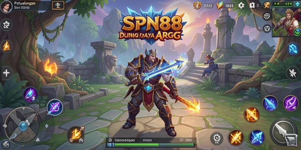 Tangkapan layar SPN88 menampilkan pertarungan seru di dunia fantasi.